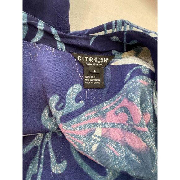 Citron Santa Monica Silk Open Front Kimono Women's Small Jacket Cardigan - Picture 6 of 9